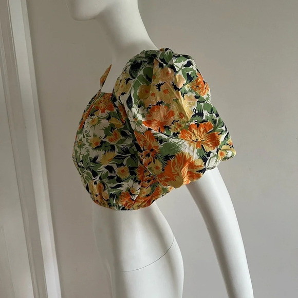 Faithfull the Brand Pontina Top Balloon Sleeve Floral Print, Size 4 NWOT - Picture 4 of 7